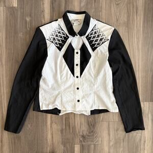 Vintage 1849 Authentic Ranchwear Western Shirt Women's Size S Black White USA